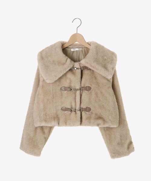 MAJESTIC LEGON（マジェスティックレゴン）の「ビット付きフワフワショートコート（その他アウター・レディース・ベージュ/ブラウン/アイボリー/ホワイト系その他3/ライトベージュ・SMALL/MEDIUM）」の6枚目の写真