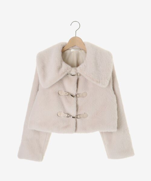 MAJESTIC LEGON（マジェスティックレゴン）の「ビット付きフワフワショートコート（その他アウター・レディース・ベージュ/ブラウン/アイボリー/ホワイト系その他3/ライトベージュ・SMALL/MEDIUM）」の9枚目の写真