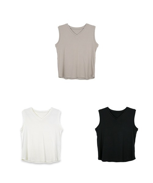 aity(アイティ)の「Vネックノースリーブトップス カットソー コットン 夏服(Tシャツ/カットソー・レディース・ブラック/グレイッシュベージュ/オフホワイト・M/L/LL/3L/4L)」の22枚目の写真