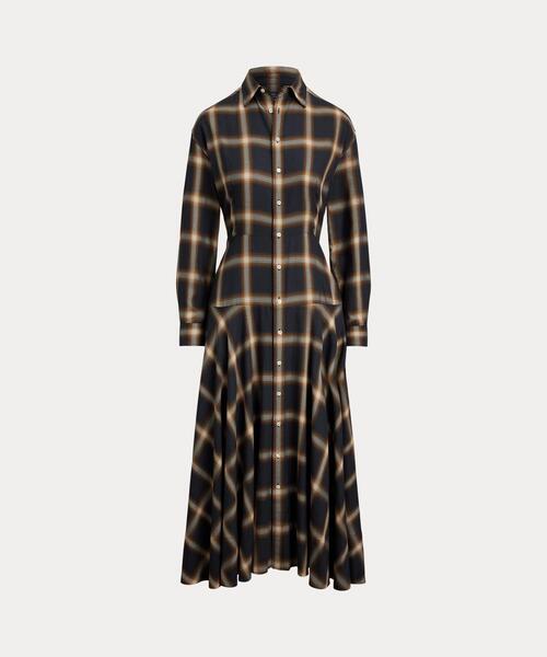 チェック ツイル パネルド シャツドレス（シャツワンピース）｜POLO