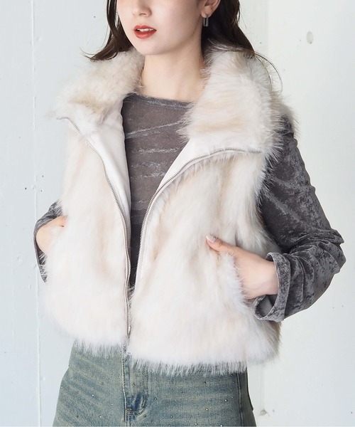 tiptop（ティップトップ）の「ダブルジップアソートMIXファーベスト（ベスト・レディース・チャコールグレー/ブラウン系その他/グレー系その他/アイボリー・FREE）」の20枚目の写真