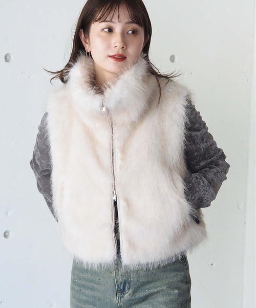 tiptop（ティップトップ）の「ダブルジップアソートMIXファーベスト（ベスト・レディース・チャコールグレー/ブラウン系その他/グレー系その他/アイボリー・FREE）」の22枚目の写真