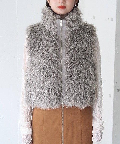 tiptop（ティップトップ）の「ダブルジップアソートMIXファーベスト（ベスト・レディース・チャコールグレー/ブラウン系その他/グレー系その他/アイボリー・FREE）」の12枚目の写真