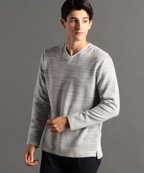 MONSIEUR NICOLE（ムッシュニコル）の「メランジダブルフェイス Vネックカットソー（Tシャツ/カットソー・メンズ・ブラック/グレー/チャコールグレー/ホワイト・LARGE/X-LARGE/MEDIUM）」の4枚目の写真