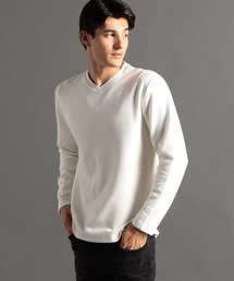 MONSIEUR NICOLE | メランジダブルフェイス Vネックカットソー(Tシャツ/カットソー)