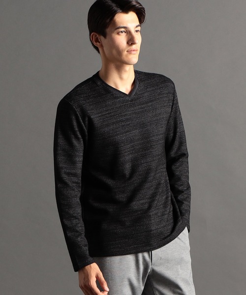 MONSIEUR NICOLE（ムッシュニコル）の「メランジダブルフェイス Vネックカットソー（Tシャツ/カットソー・メンズ・ブラック/グレー/チャコールグレー/ホワイト・LARGE/X-LARGE/MEDIUM）」の3枚目の写真