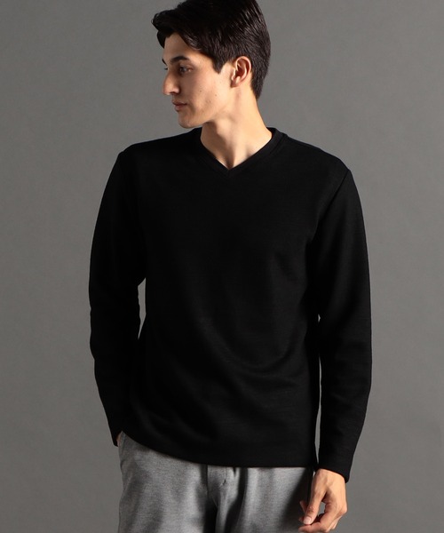 MONSIEUR NICOLE（ムッシュニコル）の「メランジダブルフェイス Vネックカットソー（Tシャツ/カットソー・メンズ・ブラック/グレー/チャコールグレー/ホワイト・LARGE/X-LARGE/MEDIUM）」の2枚目の写真