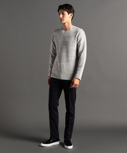 MONSIEUR NICOLE（ムッシュニコル）の「メランジダブルフェイス Vネックカットソー（Tシャツ/カットソー・メンズ・ブラック/グレー/チャコールグレー/ホワイト・LARGE/X-LARGE/MEDIUM）」の7枚目の写真