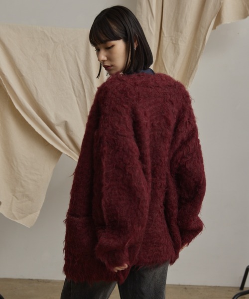 Happy John（ハッピージョン）の「loose shaggy knit cardigan/貴族式シャギーニットカーディガン（カーディガン/ボレロ・レディース・ブラック/ブルー/ブラウン/レッド・FREE）」の19枚目の写真