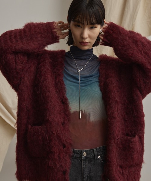 Happy John（ハッピージョン）の「loose shaggy knit cardigan/貴族式シャギーニットカーディガン（カーディガン/ボレロ・レディース・ブラック/ブルー/ブラウン/レッド・FREE）」の20枚目の写真