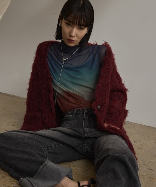 Happy John（ハッピージョン）の「loose shaggy knit cardigan/貴族式シャギーニットカーディガン（カーディガン/ボレロ・レディース・ブラック/ブルー/ブラウン/レッド・FREE）」の21枚目の写真