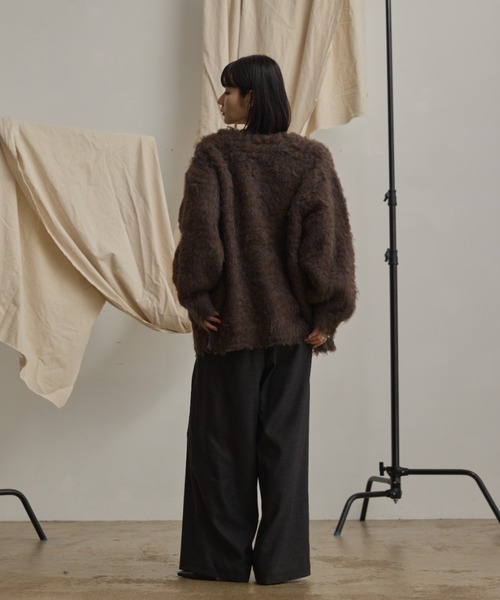 Happy John（ハッピージョン）の「loose shaggy knit cardigan/貴族式シャギーニットカーディガン（カーディガン/ボレロ・レディース・ブラック/ブルー/ブラウン/レッド・FREE）」の14枚目の写真
