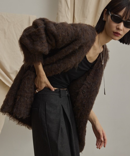 Happy John（ハッピージョン）の「loose shaggy knit cardigan/貴族式シャギーニットカーディガン（カーディガン/ボレロ・レディース・ブラック/ブルー/ブラウン/レッド・FREE）」の8枚目の写真