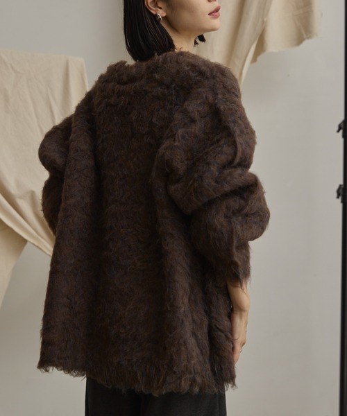 Happy John（ハッピージョン）の「loose shaggy knit cardigan/貴族式シャギーニットカーディガン（カーディガン/ボレロ・レディース・ブラック/ブルー/ブラウン/レッド・FREE）」の9枚目の写真