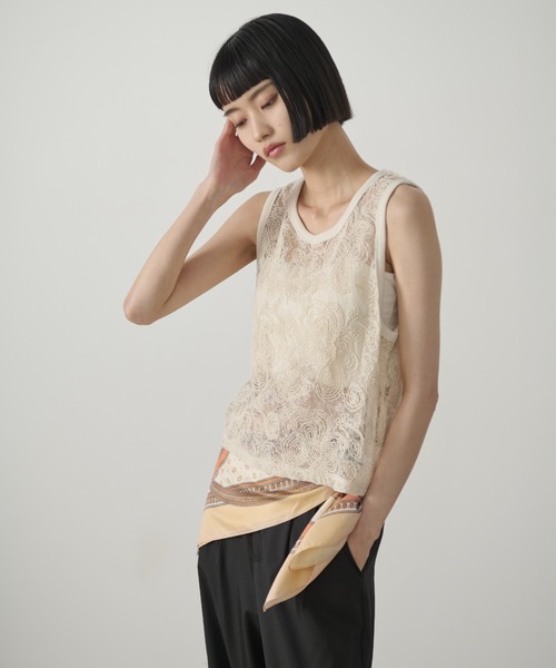 AIC.（エーアイシー）の「コード刺繍レースタンクトップ（タンクトップ・レディース・ブラック/アイボリー・FREE）」の21枚目の写真