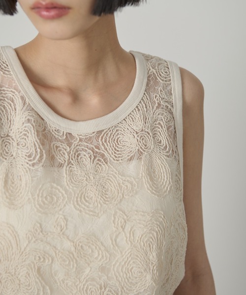 AIC.（エーアイシー）の「コード刺繍レースタンクトップ（タンクトップ・レディース・ブラック/アイボリー・FREE）」の17枚目の写真