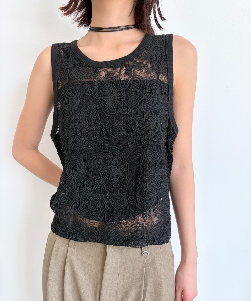 AIC.(エーアイシー)の「コード刺繍レースタンクトップ(タンクトップ・レディース・ブラック/アイボリー・FREE)」の17枚目の写真