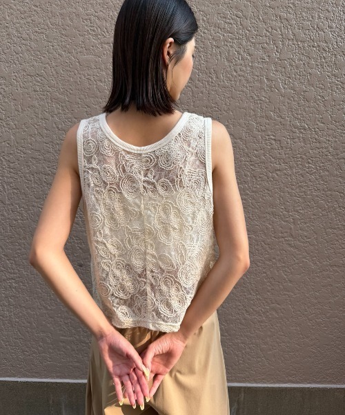 AIC.(エーアイシー)の「コード刺繍レースタンクトップ(タンクトップ・レディース・ブラック/アイボリー・FREE)」の21枚目の写真