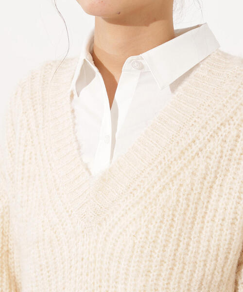 N.（N. Natural Beauty Basic）（エヌエヌナチュラルビューティーベーシック）の「Vネックオーバーニット（ニット/セーター・レディース・オフホワイト/ブルー/イエロー・MEDIUM）」の15枚目の写真