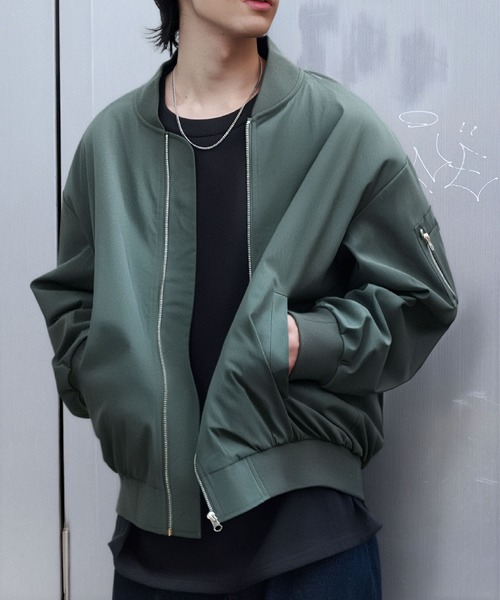 <撥水>ナイロンストレッチオーバーサイズMA-1