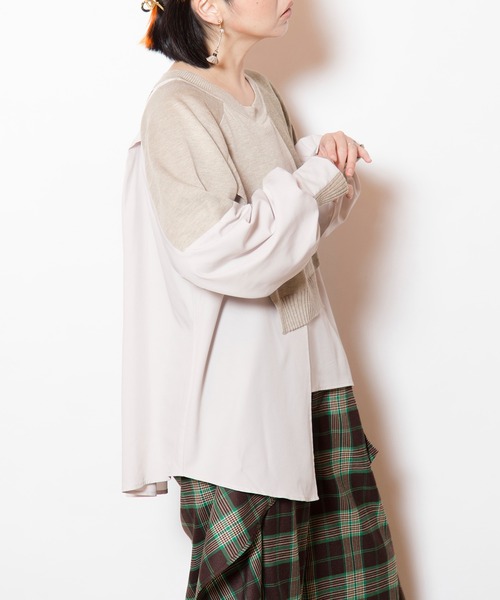 OSMOSIS（オズモーシス）の「切替レイヤードニットプルオーバー（ニット/セーター・レディース・ブラック/ベージュ/チャコール・ONE SIZE）」の13枚目の写真