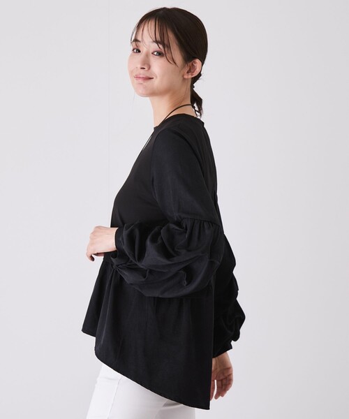 Jayro(ジャイロ)の「異素材切替ボリュームスリーブブラウス(シャツ/ブラウス・レディース・ベージュ/ブラック系その他/ブラック/カーキ・FREE)」の6枚目の写真