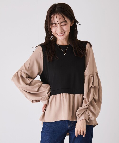Jayro(ジャイロ)の「異素材切替ボリュームスリーブブラウス(シャツ/ブラウス・レディース・ベージュ/ブラック系その他/ブラック/カーキ・FREE)」の18枚目の写真