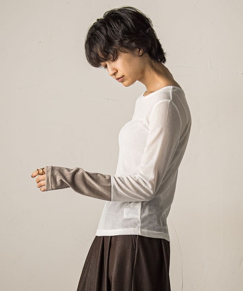 MAYSON GREY（メイソングレイ）の「ラメカフスインナー≪洗濯機で洗える≫（Tシャツ/カットソー・レディース・ホワイト・M）」の21枚目の写真