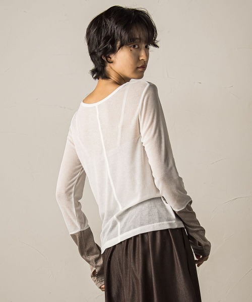 MAYSON GREY（メイソングレイ）の「ラメカフスインナー≪洗濯機で洗える≫（Tシャツ/カットソー・レディース・ホワイト・M）」の2枚目の写真