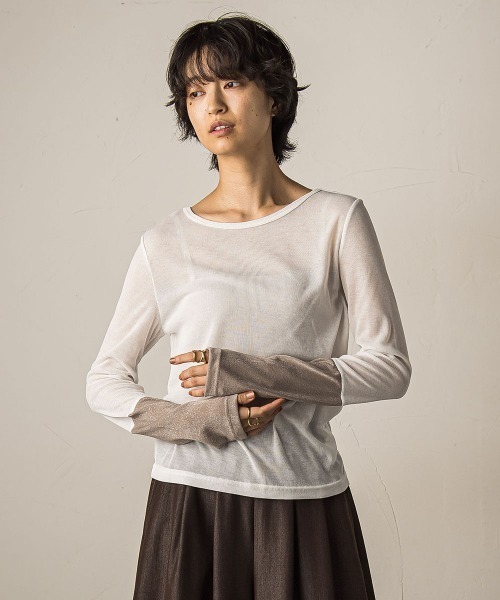 MAYSON GREY（メイソングレイ）の「ラメカフスインナー≪洗濯機で洗える≫（Tシャツ/カットソー・レディース・ホワイト・M）」の3枚目の写真