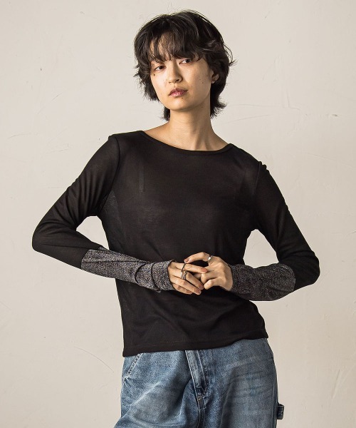 MAYSON GREY（メイソングレイ）の「ラメカフスインナー≪洗濯機で洗える≫（Tシャツ/カットソー・レディース・ホワイト・M）」の13枚目の写真