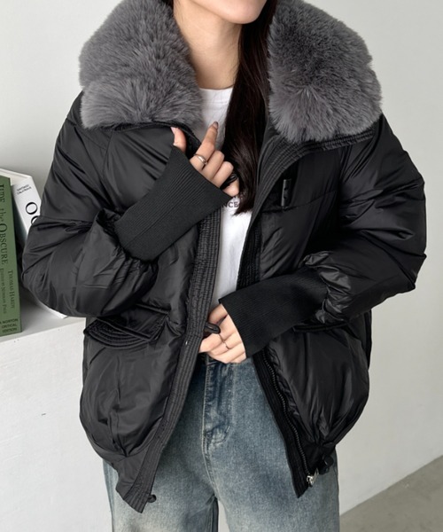 セール】ビッグカラーファーブルゾン（ダウンジャケット/コート