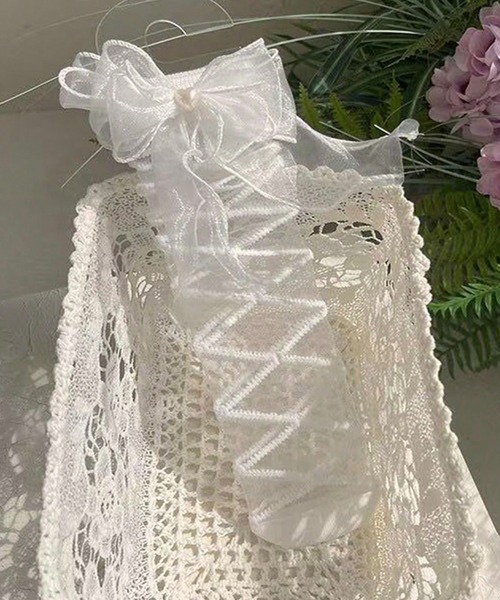 CALIFORNIA OUTFITTERS(カリフォルニア アウトフィッターズ)の「9C66 シースルー レースアップ ソックス(ソックス/靴下・レディース・ホワイト/ブラック・ONESIZE)」の4枚目の写真