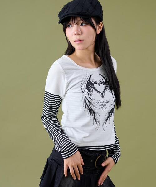 dispark（ディスパーク）の「DISPARK/フェイクレイヤードグラッフィックトップ（Tシャツ/カットソー・レディース・ブラック/ホワイト・FREE）」の19枚目の写真