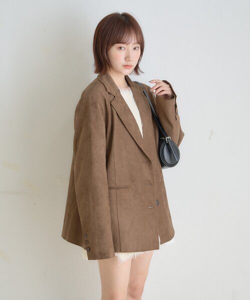 mline（エムライン）の「[mline]BIGスウェード ジャケット（テーラードジャケット・レディース・ブラウン/キャメル・FREE）」の6枚目の写真