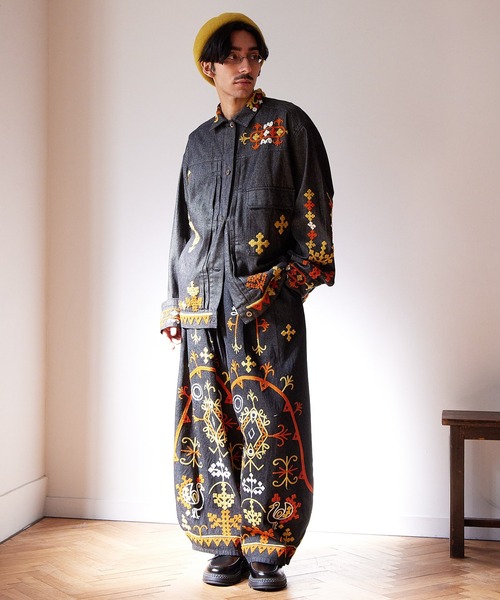 チャイハネ(チャイハネ)の「【チャイハネ】カチデナ刺繍MEN'Sデニムバルーンパンツ(デニムパンツ・メンズ・ブルー/ブラック・FREE)」の5枚目の写真