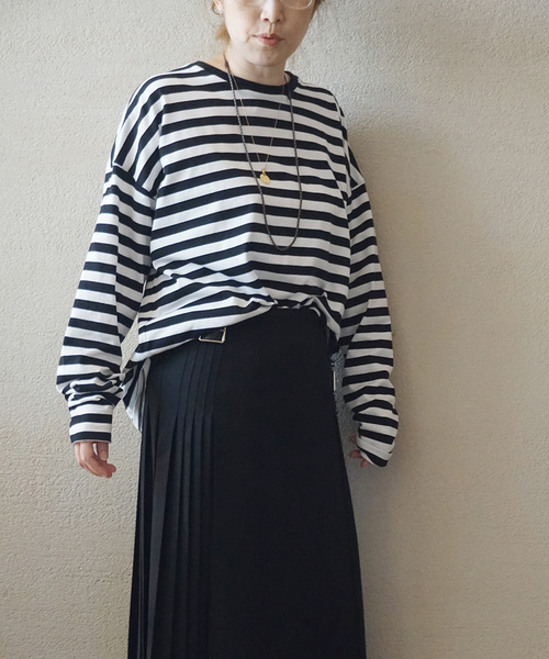 JOURNAL STANDARD LUXE（ジャーナルスタンダード　ラックス）の「テンジクボーダー CN-Big-プルオーバー（Tシャツ/カットソー・レディース・グレー/ブラック・FREE）」の2枚目の写真