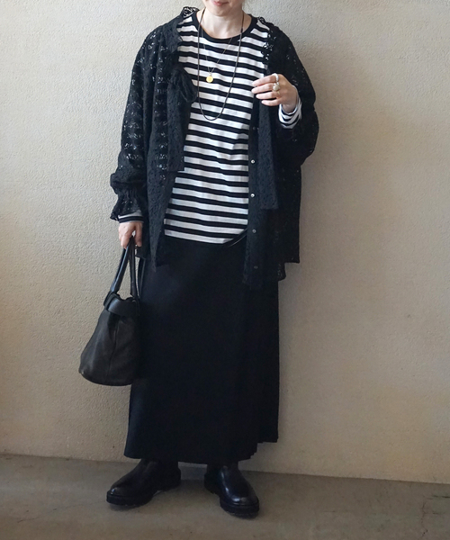 JOURNAL STANDARD LUXE（ジャーナルスタンダード　ラックス）の「テンジクボーダー CN-Big-プルオーバー（Tシャツ/カットソー・レディース・グレー/ブラック・FREE）」の5枚目の写真