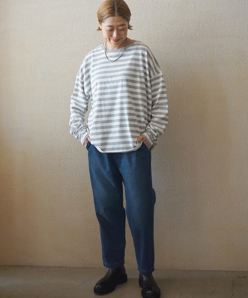 JOURNAL STANDARD LUXE（ジャーナルスタンダード　ラックス）の「テンジクボーダー CN-Big-プルオーバー（Tシャツ/カットソー・レディース・グレー/ブラック・FREE）」の8枚目の写真