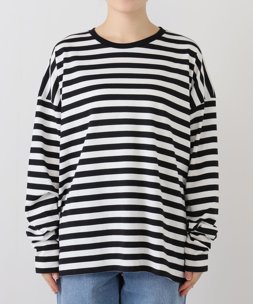 JOURNAL STANDARD LUXE（ジャーナルスタンダード　ラックス）の「テンジクボーダー CN-Big-プルオーバー（Tシャツ/カットソー・レディース・グレー/ブラック・FREE）」の10枚目の写真