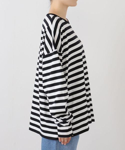 JOURNAL STANDARD LUXE（ジャーナルスタンダード　ラックス）の「テンジクボーダー CN-Big-プルオーバー（Tシャツ/カットソー・レディース・グレー/ブラック・FREE）」の13枚目の写真