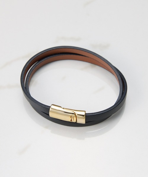 COLLAGE GALLARDAGALANTE(コラージュガリャルダガランテ)の「ダブルラップレザーブレスレット(ブレスレット・レディース・ブラック/キャメル・FREE)」の7枚目の写真