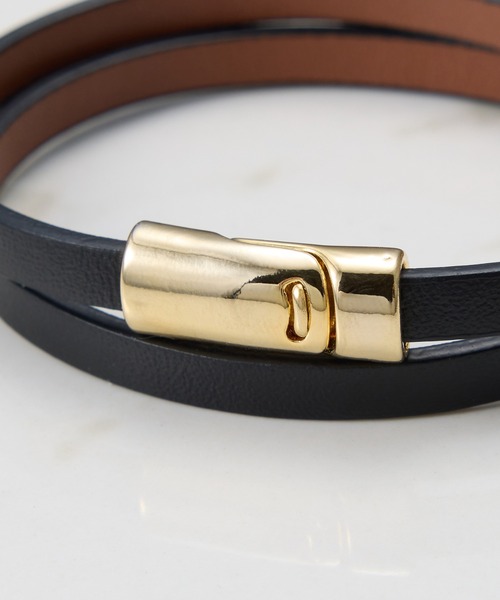 COLLAGE GALLARDAGALANTE(コラージュガリャルダガランテ)の「ダブルラップレザーブレスレット(ブレスレット・レディース・ブラック/キャメル・FREE)」の9枚目の写真