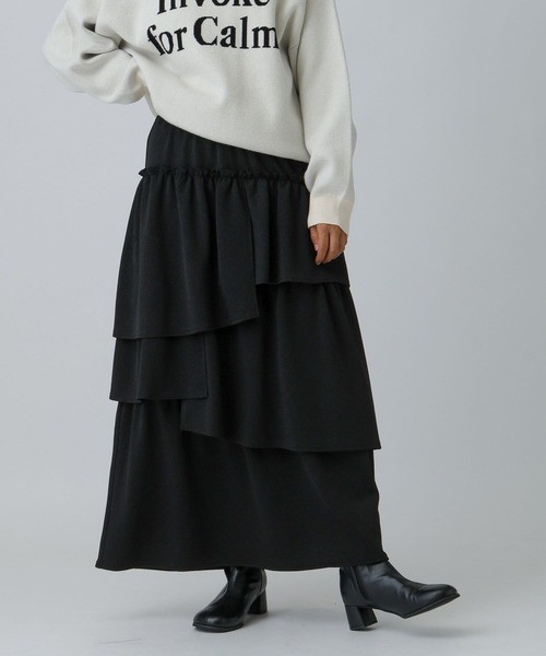 LEPSIM（レプシィム）の「ラメティアードスカート　600233（スカート・レディース・グレー/ブラック・FREE）」の3枚目の写真