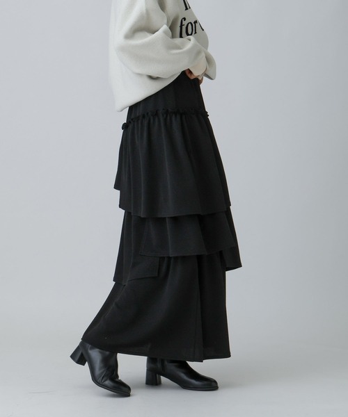 LEPSIM（レプシィム）の「ラメティアードスカート　600233（スカート・レディース・グレー/ブラック・FREE）」の5枚目の写真