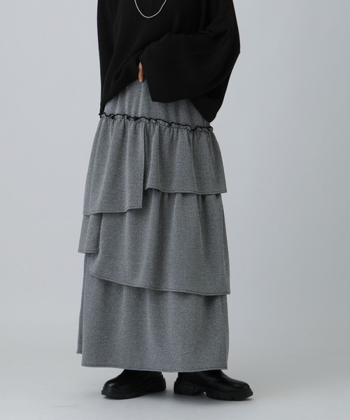 LEPSIM（レプシィム）の「ラメティアードスカート　600233（スカート・レディース・グレー/ブラック・FREE）」の10枚目の写真