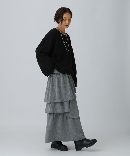 LEPSIM（レプシィム）の「ラメティアードスカート　600233（スカート・レディース・グレー/ブラック・FREE）」の12枚目の写真