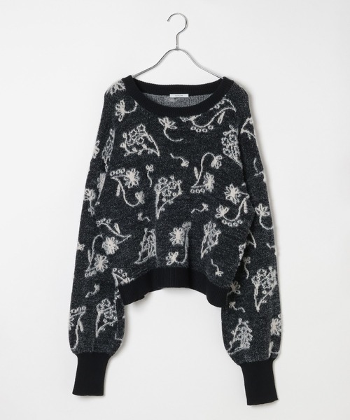 BAYFLOW（ベイフロー）の「[バランスの取りやすい短丈]フラワージャガードニット（ニット/セーター・レディース・ブラック/グレー/レッド・FREE）」の21枚目の写真