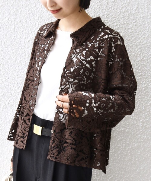 SHIPS(シップス)の「〈手洗い可能〉レース シャツ 羽織 2(シャツ/ブラウス・レディース・ブラウン・ONE SIZE)」の6枚目の写真