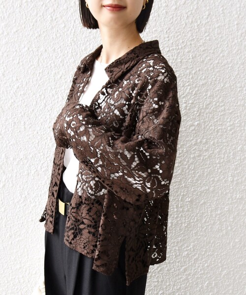 SHIPS(シップス)の「〈手洗い可能〉レース シャツ 羽織 2(シャツ/ブラウス・レディース・ブラウン・ONE SIZE)」の7枚目の写真